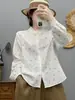 Camisa de algodón para mujer con estampado vintage estilo japonés, corte holgado, adelgazante, con un diseño único, otoño 2026