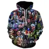 Sudadera con capucha de la serie Halloween Christmas Night Cry Europea y Americana Estampado Digital 3D Sudadera Casual para Hombre