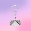 Llavero con diseño de girasol en blanco con impresión láser a color, ideal como regalo navideño, colgante de metal con letras