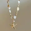 Pulseira de Concha Estrela-do-Mar Azul para Meninas Praia Única Linda Boêmia Acessório de Alto Padrão Nicho Joia de Mão para Feriado