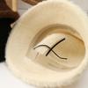 Sombrero de Pescador de Punto Imitación Terciopelo de Visón con Letra C Simple Japonesa para Niños Otoño e Invierno Casual Combinable Sombrero Cubo Cálido
