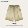 Verão 2025 Europeu e Americano High Street Ins Lavado Esportivo Calça de Moletom Masculina Moda Marca de Moda Simples Bermuda de Perna Larga Moda Masculina