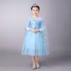 2024 Vestido Nuevo de Princesa Frozen de Manga Larga para Niñas Día del Niño Halloween Ropa Infantil Vestido de Cumpleaños para Niñas