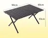 Mesa plegable para rollos de huevo de exterior, aleación de aluminio, equipo de picnic y camping, portátil, imitación madera de playa, mesa plegable de exterior