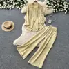 Conjunto de Duas Peças para Mulheres, Camisa Bordada de Manga Longa e Calça de Cintura Alta, Estilo Preguiçoso para Comércio Exterior Transfronteiriço, Elegante Conjunto de Moda para Primavera e Outono, para o Trabalho