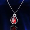 Suministro transfronterizo de colgante de cristal natural verde rojo azul con incrustaciones en forma de corazón europeo y americano, collar de tesoro de color circón, joyería de plata al por mayor