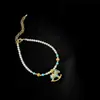 Collar de Perlas Colgante Azul Troyano Lujo Ligero Nicho Cadena para Clavícula Cadena de Collar de Perlas de Alto Grado para Mujer Joyería Dopamina