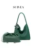 Bolso de Hombro Grande de Estilo Coreano para Mujer, Bolso de Hombro de Moda para Viajar, Bolso Tote Retro Tejido, Bolso Cubo Casual para Madre e Hija