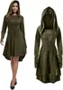 Disfraz Renacentista para Mujer Túnica con Capucha Encaje Halloween Medieval Vestido Largo con Capucha de Doble Largo