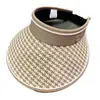 Novo chapéu de verão estilo coreano feminino com incrustação de diamantes moda xadrez pata de galo proteção solar topo vazio chapéu de sol moda chapéu de sol para atividades ao ar livre