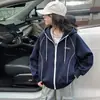 Jaqueta esportiva com capuz para meninas, cardigã soltinho estiloso para crianças, roupas infantis de tamanho grande, blusa estilo coreano, nova coleção outono 2026 tendência