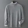 Suéter de Lana de Punto Grueso Sin Costuras Bai Cai Rong para Hombre Temporada Otoño/Invierno Cuello Semi Alto Holgado Jersey de Punto Suéter Base