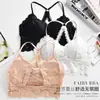 Camada Base Feminina Sem Alças com Costas Bonitas, Camisola de Renda com Tiras Cruzadas, Sutiã com Bojo Embutido, Roupa Íntima Anti-Exposição