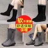 Botas de neve femininas de inverno 2026 novo estilo, forradas com fleece, quentes, botas de cano médio, botas Martin de sola reta, zíper lateral, sapatos de algodão para mãe