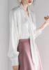 Camisa de Manga Larga Satinada Flotante para Viajero para Mujer Primavera Nueva Camisa Holgada Top Elegante