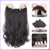 Extensão de Cabelo Sintético Feminina, Estilo Peça Única, Volumosa, Invisível, Sem Costura, Cabelo Longo Cacheado, Conjunto de Três Peças