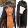 Peluca para mujer cabello largo lacio moda europea y americana Amazon fibra química tocado comercio exterior transfronterizo AliExpress flequillo recto negro cabello largo