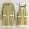 Monos Impermeables Sencillos Ropa de Trabajo para Catering Manga Larga Ropa de Trabajo Puesto Cocina Exterior Delantal para el Hogar LOGOTIPO Impreso