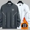 Sudadera para hombre, nuevo estilo otoño e invierno, cuello redondo, corte holgado, forrada de felpa, engrosada, sin capucha, prenda para pullover, chaqueta de manga larga para hombre para jóvenes
