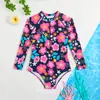 Nuevo traje de baño lindo para niños de exportación transfronteriza, estampado floral estilo princesa, para niñas, disponible en tallas para niños pequeños y mayores, traje de baño de una pieza