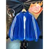 Chamarra Retro Americana con Tres Rayas y Cuello Alto para Hombres y Mujeres, con Terciopelo Adentro, Holgada, Casual, Ropa Deportiva, Cardigan de Bloques de Color, Marca de Moda