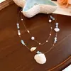 Collar con Borla de Concha y Cuentas Acrílicas para Mujer, Cadena para Clavícula de Lujo Ligero de Gama Alta, Joyería de Moda Versátil de Nicho al por Mayor