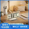 Moldura Display Transparente de Acrílico para Notas de Dólar para Uso Doméstico, Suporte para Coleção de Notas, Porta-Retrato de Plexiglass com Base