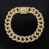Joia de Liga 12mm Letras Inglesas Flip Corrente Totalmente Cravejada Hiphop Europeu e Americano Rap Hip-Hop Colar Atacado
