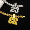 Hip Hop Europeo y Americano Aficionados al Baloncesto Digital 23 Colgante de Diamante Collar Cubano Joyería Unisex en stock Mayoreo