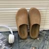 Zapatos Toboken Medios sin Tacón 2024 Nuevos de Otoño e Invierno para Exteriores Punta con Forro de Felpa Gruesos Antideslizantes Medias Pantuflas para Mujer
