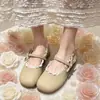 Zapatos Mary Jane con Adorno de Encaje y Moño para Mujer 2026 Modelo Nuevo Punta Redonda Tacón Bajo Boca Baja Zapatos de Salón Estilo Suave