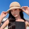 Chapéu de Linho Chapéu de Palha Feminino Proteção Solar de Verão Fino Cúpula Chapéu de Pescador Moda Versátil Guarda-sol Estilo Hepburn Chapéu de Praia