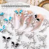 Nuevos Joyas para Uñas Cruzadas Colgante de Mariposa Diamante de Aleación Estéreo Uñas DIY Accesorios Decorativos para Uñas Portátiles