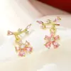 Aretes Flor de Borla Sakura Set de Joyería Lindo Elegante Clásico Japonés Accesorios Dulces y Frescos de Alta Gama