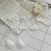 Calcetines Finos Youjiaxiu para Mujer de Primavera y Verano, Calcetines de Encaje Calado Estilo Ballet hasta Media Pantorrilla, Calcetines Blancos de Malla Ins