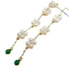 Brincos com Pérolas Naturais de Água Doce, Joia Pequena Flor Gancho de Orelha de Luxo Leve, Fio de Orelha Galvanizado a Ouro Real 18K, Pérolas de Casamento Zhuji