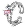 Anillo de Dedo Índice con Forma de Corazón de Celebridad Cibernética Moda Femenina Diamante de Zirconio Estilo Coreano Abierto Estilo Frío Anillo Ajustable Anillo de Moda Ins
