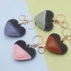 Llavero de Bolso para Coche con Forma de Corazón Bicolor de Cuero PU para el Día de San Valentín, Colgante DIY para Bolsos y Ropa