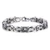 Pulseira Corrente Imperial de Aço Titânio Europeu e Americano Fivela Quadrada de Aço Inoxidável Pulseira de Aço Sólido Feita à Mão Pulseira de Motociclista Atacado