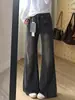 Calça jeans micro flare preto-cinza não apertada para mulheres, cintura alta, novo estilo outono, tamanho plus size, para curvas, solta e que afina, calça boca de sino