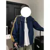 Jaqueta moletom estilo americano, peso pesado, com três listras e gola alta, jaqueta esportiva casual masculina da moda, para primavera/outono, corte solto, com zíper