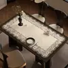 Mantel y Salvamanteles de Mesa de Comedor Estilo Retro Americano, Cuero de Alta Calidad Nuevo Impermeable, Resistente al Aceite, Resistente al Calor, Lavable Protector de Superficie de Mesa de Café