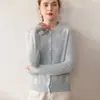 Chaqueta de Otoño e Invierno para Mujer Estilo Coreano Cuello Polo Color Sólido Cárdigan de Punto Cachemir Holgado Adelgazante Camisa Cálida Clásica