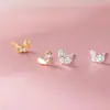 Pendientes de Corazón Asimétrico con Diamante Estilo Ins Exquisitos y Sencillos Diseño de Nicho Plata de Ley S925 Nalan M07462