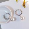 Pendientes de plata S925 con hebilla de oreja de estilo francés texturizado, personalizados, sencillos, con perla, de moda, de doble línea, con giro y giro.