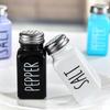 Frasco Cuadrado de Vidrio Blanco y Negro para Condimentos, Frasco con Atomizador, Botella para Pimienta y Sal, Caja de Condimentos, Pimienta y Sal en Polvo, Botella de Condimentos de 80 ml