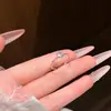 Anillo Sencillo de Alta Gama de Plata con un Solo Diamante para Mujer, Anillo Abierto Ajustable de Moda con Circonita para Dedo Índice