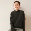 Suéter de punto trenzado de cachemira para mujer, estilo otoño e invierno, hilo de punto de colores con lunares, base de cachemira holgada y estilizada con cuello semi-alto
