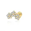 Aretes de Titanio G23 Aleación Tres Flores Circonita Rosca Interna Aretes Hélice Hueso Hélice Joyería para Piercings