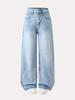 Calça Jeans Wide-Leg Lavada com Estampa de Flocos de Neve no Bolso Traseiro, Europeia e Americana de Alta Qualidade, para Crianças Mais Velhas, Disponível em Estoque